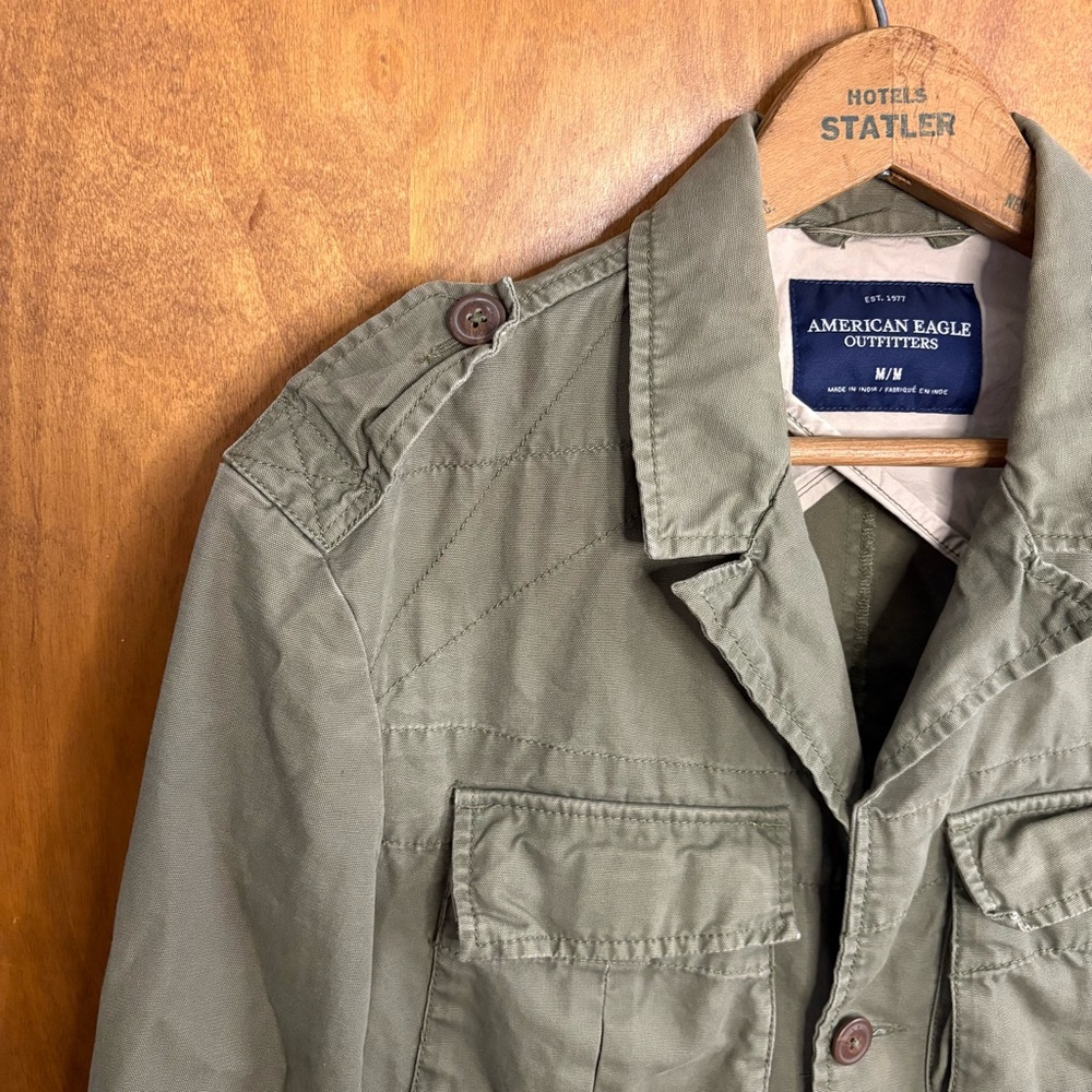 American Eagle Men's Vintage Olive Green Field Jacket Army Military Y2K Chore - Picture 5 of 14